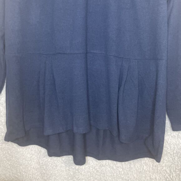 Diane Gilman Top Womens 3X‎ Blue Peplum Long Sleeve Pullover Stretch Lightweight - Picture 6 of 10